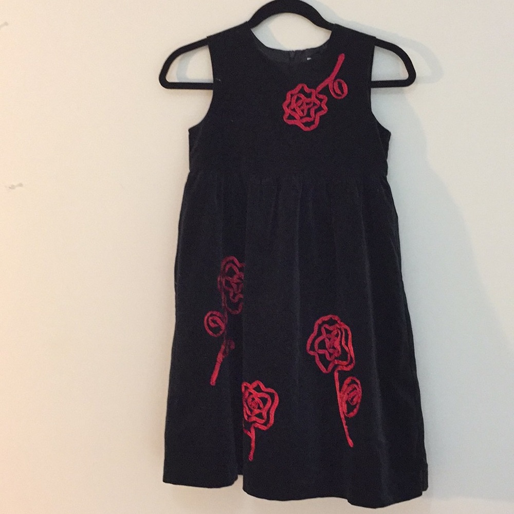Black velvet rose dress